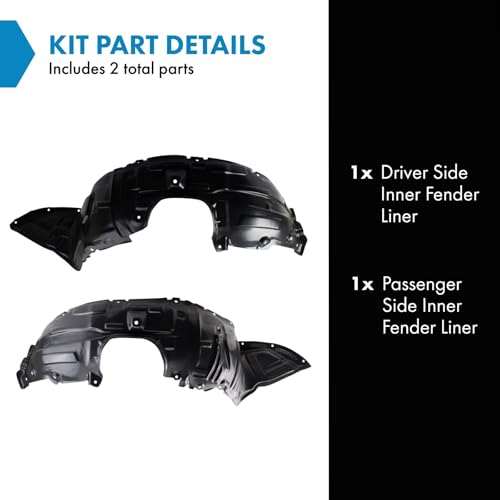 Image of TRQ Inner Fender Liner Set Compatible with 2006-2010 Mazda 5 MA1248131 MA1249131