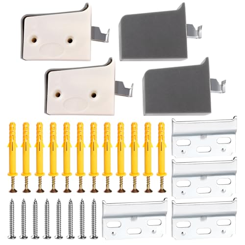 VooGenzek 4 Piezas Ganchos de Fijación para Muebles Suspendidos, Soportes para Muebles Suspendidos, Soportes de Suspensión de Gabinete, Peso del Rodamiento: 50kg, Gris