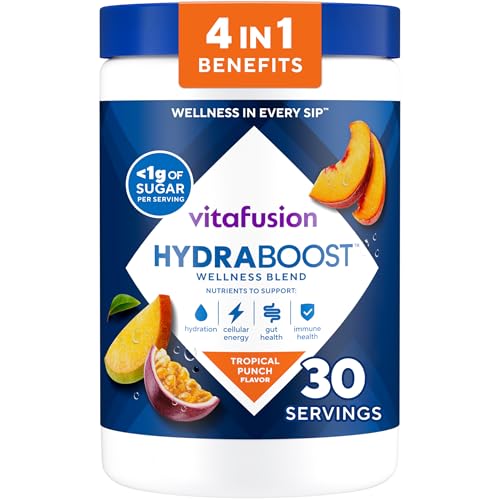 Vitafusion Hydraboost Hydration Drink Mix, Electrolytes Support Daily Hydration, Vitamins Support Cellular Energy & Immune Health, Prebiotic Fiber Supports Gut Health, Tropical Punch, 30 Servings - image 1