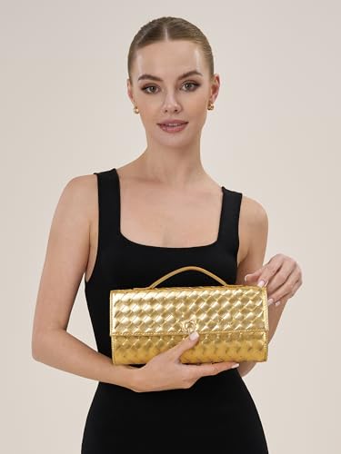 Image of CHUNLI Dressy Clutch Purses for Women, Crossbody Bags with Top Handle, Formal Evening PU Leather Flapover Handbag