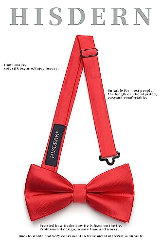 Image of HISDERN Bow Ties for Men Pretied Bowties Classic Formal Business Bow Tie Adjustable Tuxedo Bowtie for Wedding Party