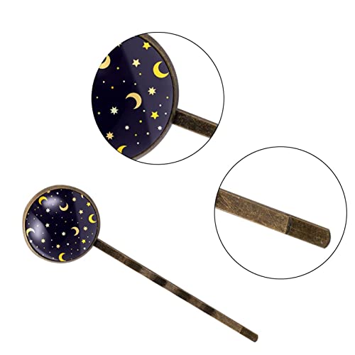 Épingles à cheveux jaunes lune et étoiles bleu foncé pour sorties - 3