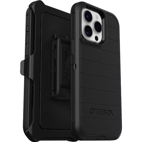 OtterBox iPhone 15 Pro Max (Only) - Defender Series Case - Black - Screenless - Rugged & Durable - with Port Protection - Holster Clip Includes - Microbial Defense Protection