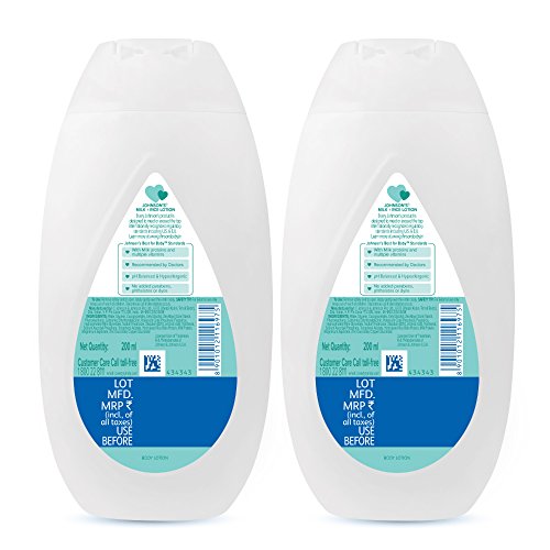 Image of Johnson's Baby Milk and Rice Cream for Summer, 100g with Johnson & Johnson Baby Milk and Rice Baby Lotion 200ml (Pack of 2)