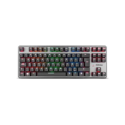 Krom Teclado Gaming Kernel TKL -NXKROMKRNLTKL - Teclado Mecanico, sin Teclado numerico, iluminacion LED RGB, silencioso, Layout Español