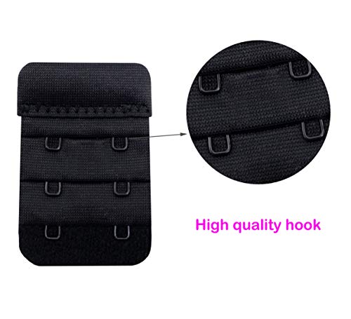 Tamlien Bra Extender 2 Hooks,Soft and Comfortable Bra Strap Extender (Black)