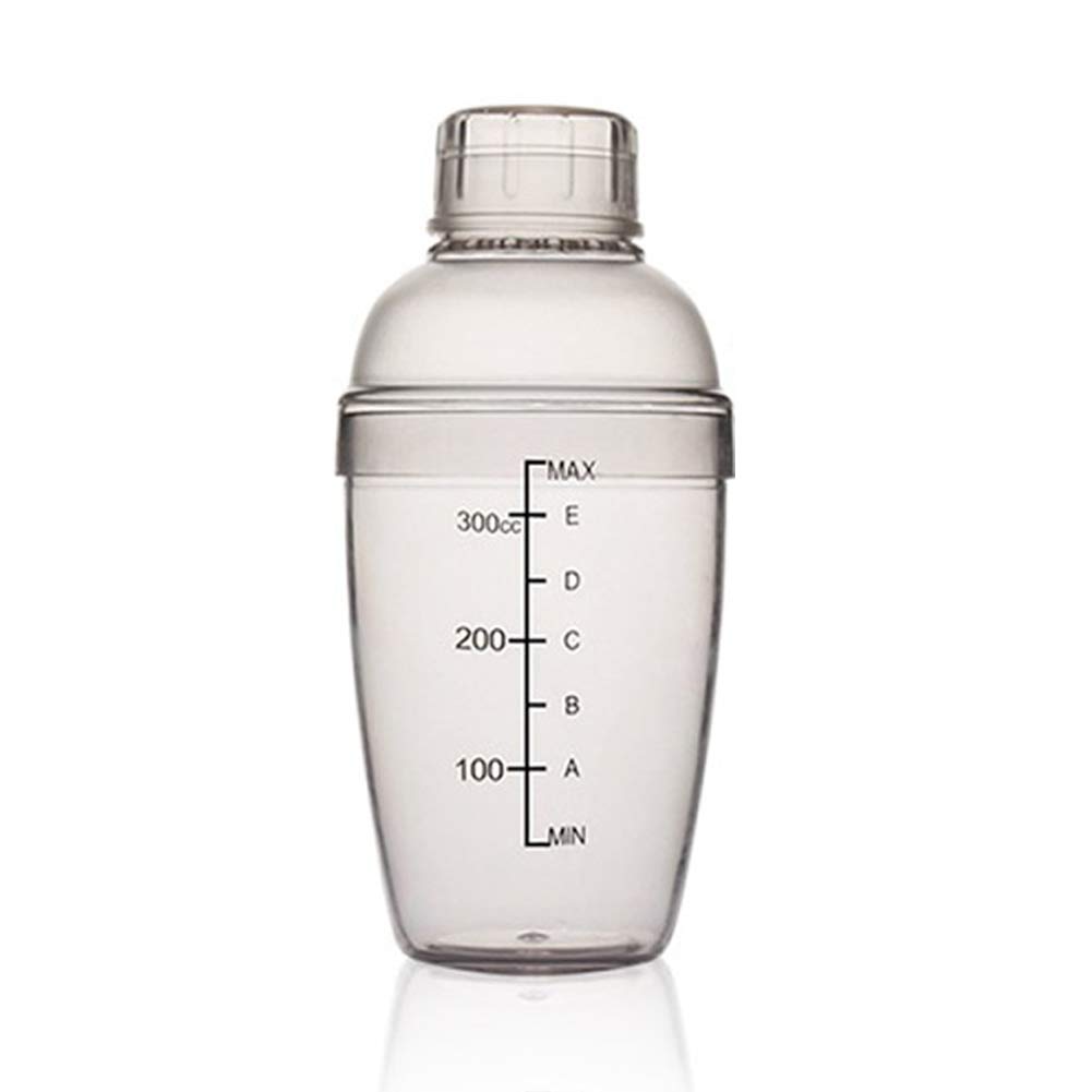 Shaker per cocktail in plastica, con scale, trasparente (300 cc)