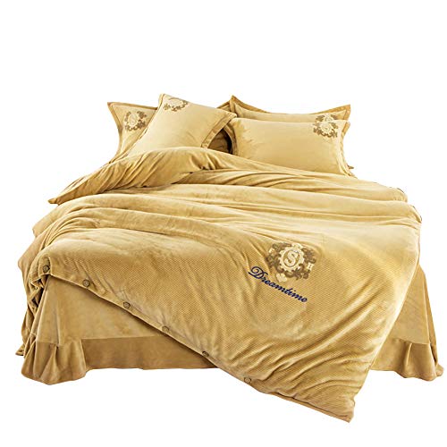 CAZARU Bettwäsche-Set Doppelbett grau, Doppelbett-Bettbezug-Set gelb, Bettwäsche-Set Winter-Bettbezug-Set Bettbezug-Sets flaches Laken weicher...