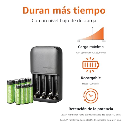 Variante de AmazonBasics pilas recargables NiMH 4 AA + 4 AAA, cargador UE