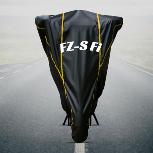 Image of Motorcycle Bike Body Cover for Outdoor Use - Heavy Fabric Water Resistant Two Wheeler Cover with UV, Dust & Rain Protection Compatible for FZ-S Fi