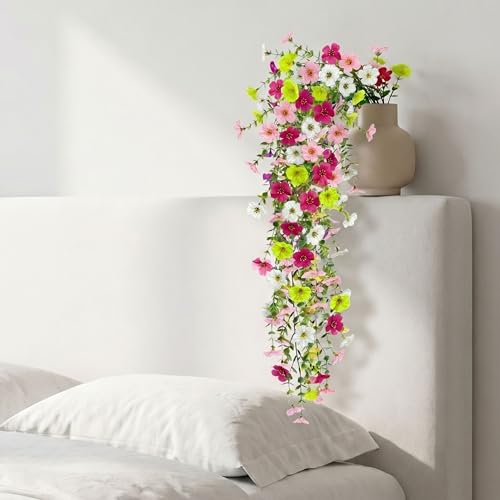 Image of Dekorly 75CM Lifelike Artificial Eucalyptus Vine with Daisy Flowers (Pack of 2) | Premium Hanging Floral Creeper for Home & Balcony Decor (Daisy Flower Vines, 75CM)