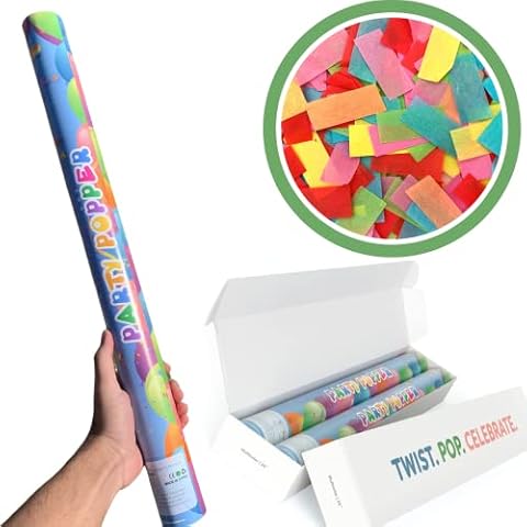 TUR Party Supplies Giant (24 in) Biodegradable Confetti Cannons Party Poppers (2 Pack) | Multicolor | Launches Up to 25ft | Confetti Poppers for New Years Eve, Birthdays, Weddings, Graduations Cover