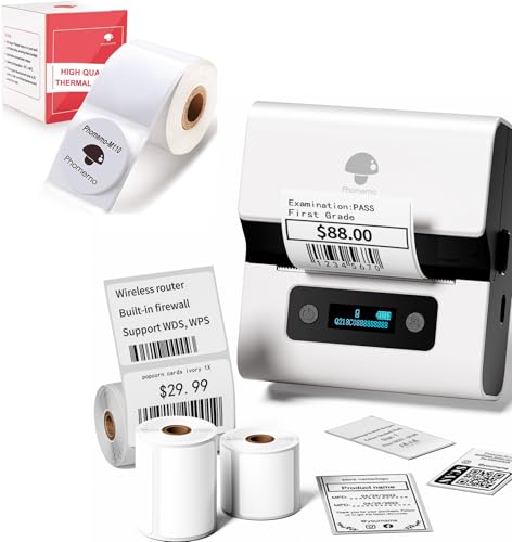 Imprimante etiquette code a barres thermique portable Phomemo M221 avec 4 rouleaux autocollants