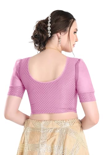 Image of FINESTFIT Stay On Trend Fashion 100% Cotton Readymade Blouses for Women,Round Neckline with Organza Balloon Sleeves.