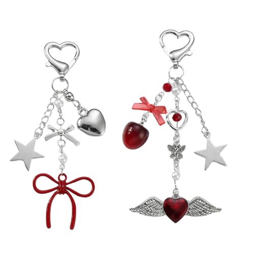 [Mllepjdh] Heart Keychain Star Bowknot Charm Multifunctional Decorative Fashion Pendant Gift Trendy Accessories for Teens and Young Adult Women, Oh!