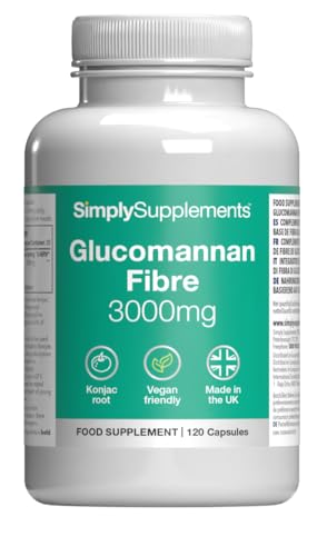 Glucomannan Fibre 3000mg Capsules | Supports Weight Loss on an Energy-Restricted Diet | 120 Capsules | Manufactured in The UK in Accordance with GMP Standards