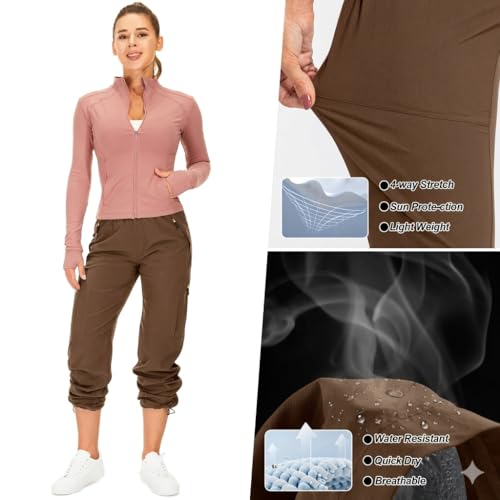 Image of Q - RIOUS Women's Parachute Pants Quick Dry Lightweight Safari Pants Zipper Pockets