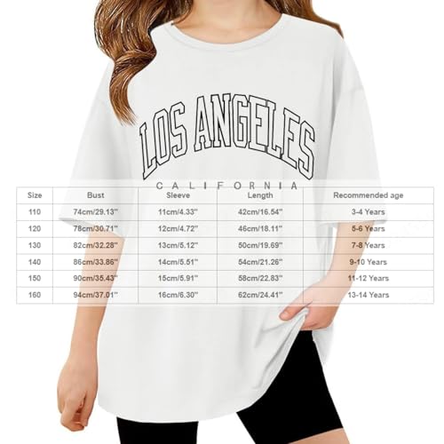 Girls Short Sleeve Crewneck Tshirts Letter Print Funny Cute Tee Top Casual Loose Basic Kids Clothes3