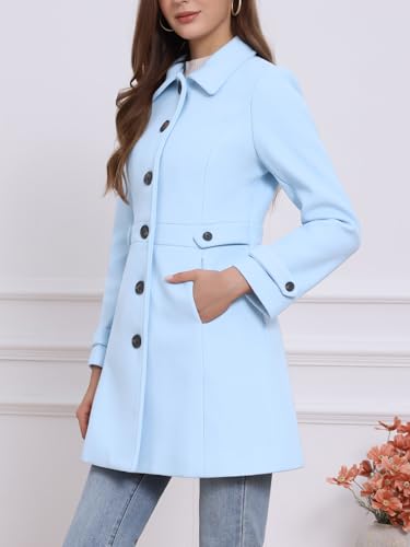 Image of Allegra K Women's Winter Classic Overcoat with Pockets Single Breasted Coat | Soft pea coat, Fully lined outerwear, Trendy, Fall office peacoat, Warm casual holiday everyday wear,