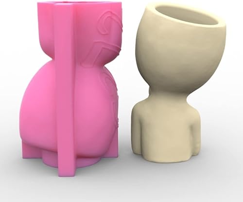 Miniatura 5 de CHBC CHBC - Molde de silicona para maceta de cara de niña, molde de jarrón para maceta, soporte para cepillo para bolígrafo, para resina, hormigón,