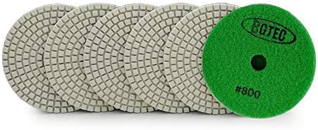 BGTEC 100mm Wet Diamond Polishing Pads Set,6 Pieces Pads Kit 800 Grit for Granite Marble Stone Quartz Tiles