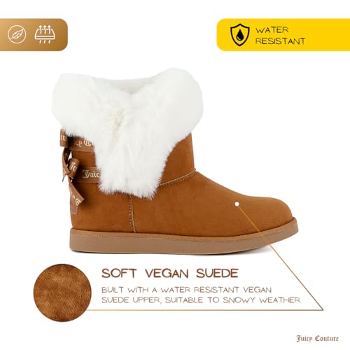 Juicy Couture Women's Slip On Winter Snow Boots Warm & Insulated Fur Lining Comfortable Fashion Booties2