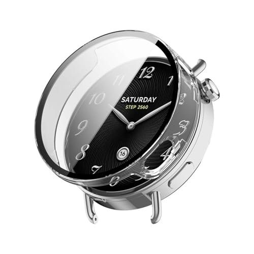 For Xiaomi Watch S4 41mm �p �P�[�X YAJOJO �ی� �K���X�t�B���� ��̌^ �J�o�[ �X�}�[�g�E�H�b�` 3D�Ȗʋ����t�B���� �����G�b�W�^�b�` �h�C�菝 �h�Ռ� �����h�~ �S�ʕی� ���E�ȒP �y�N���A�z