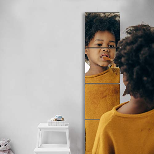 4 Pcs Rounded Corner Wall Mirror Stickers, Mirrors For Wall Bedroom Decor, Full Length Mirror Stickers As Bathroom Mirror, Mirror Tiles Self Adhesive Frameless Full-Length Mirror (26 Cm/10 In) #TOP4