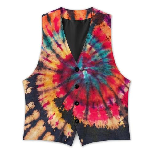 Colorful Abstract Tie Dye Swirl Men's Suit Vest Slim Fit V-Ncek Waistcoat Business Casual Vest3