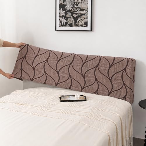 Image of HOMETHREADS Stretchable Velvet Headboard Cover | Soft, Dust-Proof & Wrinkle-Resistant Bed Back Protector | Fits Leather, Wooden & Fabric Bedsides | for 6ft to 6.5ft Beds (Coffee Brown, 178x65Cm)