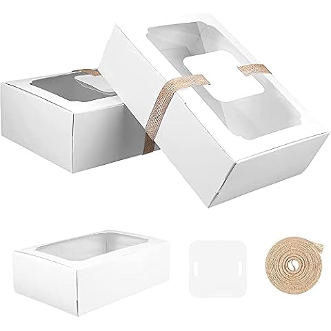 Cookie Gift Boxes, 12 Pieces with Window Cake Box, White Paper Cookie Box, Bakery Boxes with Window, White Cookie Boxes with Window, for Home Party Birthday Celebrations and Picnic, White Cover