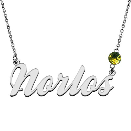 GR859C Personalized Charm Name Necklace with Birthstone for Best Friends Norlos
