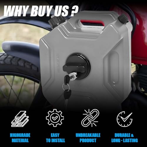 Image of Universal 5 Liter Fuel Jerry Can With Clamp and Cap For Motorcycle | Fuel Container Heavy Duty construction for Petrol /diesel /kerosene Storage (Grey)