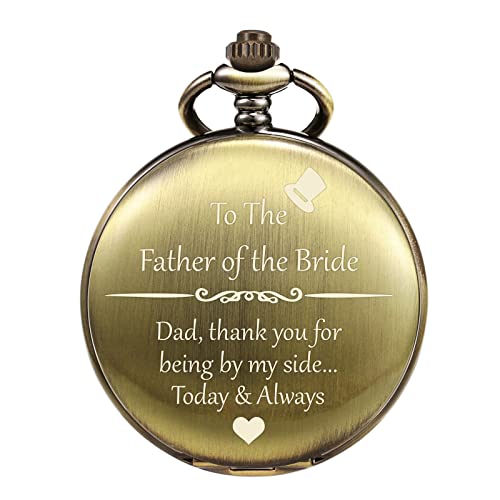 Image of TREEWETO Mens Engraved Pocket Watch for Father of The Bride Gifts from Daughter Pocket Watches Dad of The Bride Gifts Wedding Gift for Father of The Bride