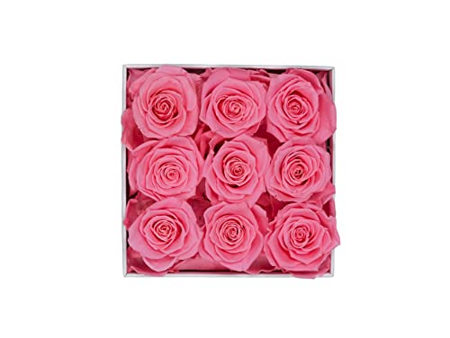 Real Pink Preserved Roses In White Square Box, Evermore Rose Gift Box For Her, Valentine’s Day, Birthday, Anniversary, 9 Forever Flower Gift Box For Her. #TOP19