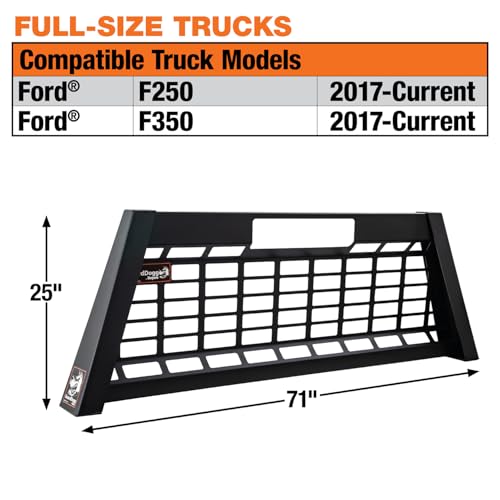 Image of GuardDogg by Buyers 851660 25 inch Matte Black Heavy-Duty Steel Pickup Truck Headache Rack w /Mounting Brackets, Popular with F250 and F350, Made in The USA