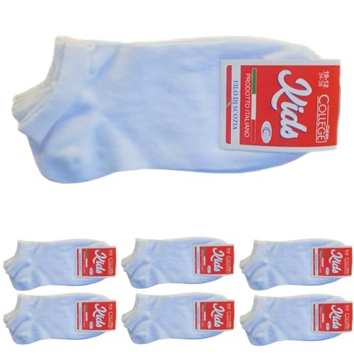 12/6 pares de calcetines para niño y niña de verano, calcetines de hilo de Escocia para niño, calcetines de niña bajo el tobillo, ideales para zapatos de niño bajos, Made in Italy 100% 29 33
