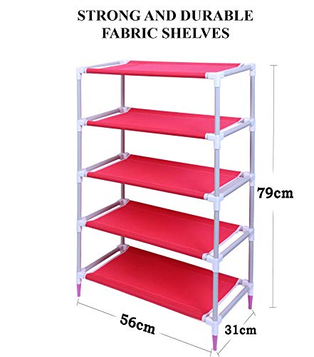 Image of Little One'S | 4 Shelves Baby Foldable Wardrobe | Aquatic Red (Made In India) - Fabric