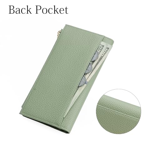 Image of GOIACII Slim Wallets for Women Rfid Blocking Leather Wallet Green | Credit Card Holder with Zip Pocket, Bifold Wallet,Vegan Leather,Ladies Clutch Purse,Compact Size,Flat Women Wallets