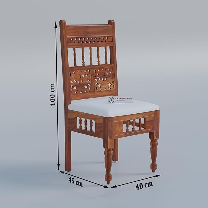 Image of Jangid Handicraft Dining Table 4 Seater | Solid Sheesham Wood Four Seater Dining Table Set with 4 Cushioned Chairs | Rectangular Dinner Table for Home, Kitchen & Living Room | Honey Finish