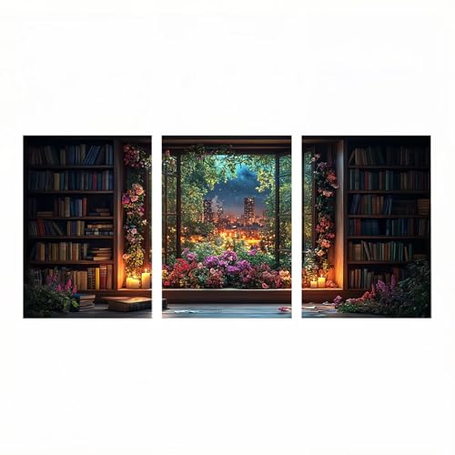 3Pck Árbol Diamond Painting Kit Completo, flores de cerezo Pintura Diamante para Manualidades Adultos 25x40cm*3 Pintar por Numeros Diamond Painting para Cuadros Decoracion Salon Modernos HXZH-1454