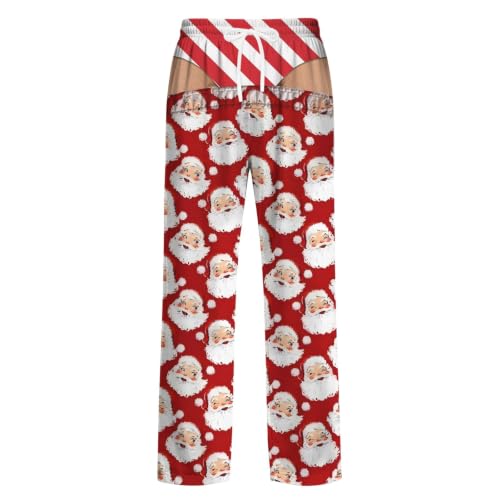 Funny Christmas Pajamas Men Novelty Thong Butt Print Santa Ugly Pajama Pant | Elastic Waist Drawstring Sleep Pant Soft Wide Leg Loose Fit Loungewear Trousers for X‑mas Party & Gift #Red Medium - image 8