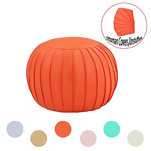 Comfortland Unstuffed Round Pouf Foot Stool for Christmas Medium Storage Ottoman Seat Decorative
