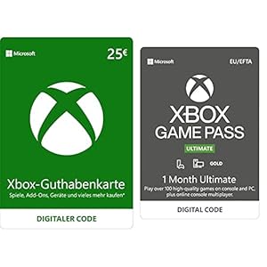 Xbox Live 25 EUR Guthaben (Download Code) + Xbox Game Pass Ultimate 1 Monate Mitgliedschaft (Download Code)