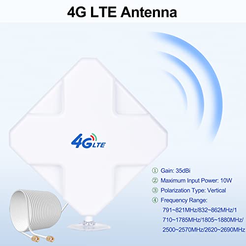 Andven Antenna 4G SMA, LTE 35dBi High Gain 3G / 4G Network Amplificatore con Doppio Conettore Maschil SMA di Segnale per Hotspot Mobile Router WLAN