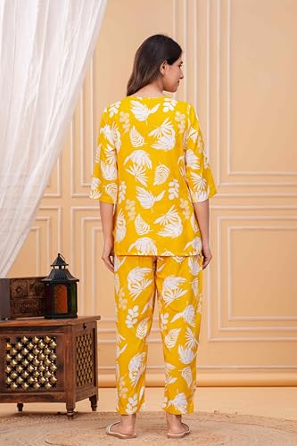 Image of Women's Printed Night Suit of Kurti & Pajama Set Women Night Wear Set