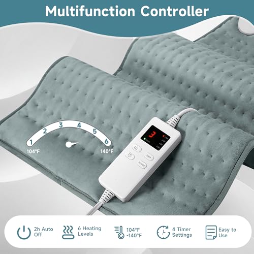 Image of Heating Pad for Mom Christma s Birthday Gifts, 17 inchx33 inch Large Heating Pads for Back Pain Period Cramps Relief & Relax, Moist /Dry Heat Pad 6 Heat Levels, 4 Timer Auto Shut Off