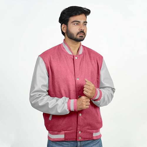 Image of Men's Fashion Varsity Jacket Causal Slim Fit Wool Letterman Baseball Bomber Jackets