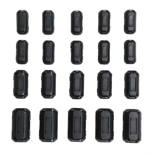 Zilimontt 20 núcleos de ferrita | Clips de anillo de filtro en alambre para cable RFI | Núcleos de ferrita para cables | Clip de cable de filtro de supresión de ruido de anillo