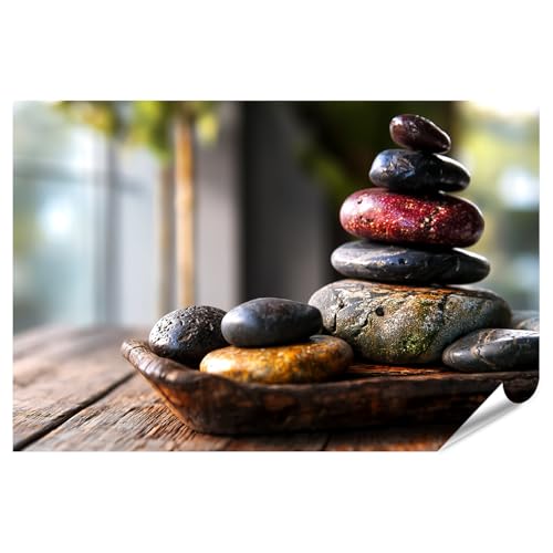 islandburner Póster premium con piedras de masaje calmante para spa y oasis de bienestar, relajación pura, estándar